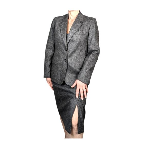 Vintage Evan Picone Two Piece Wool Skirt Suit Gray Vintage Size 8 Modern Size 0 - Picture 2 of 14